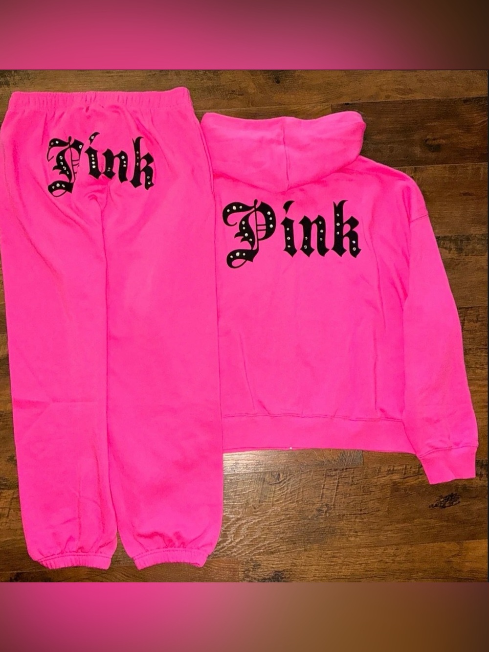 PINK Victoria's Secret Halloween Pink Fleece Hoodie and Sweatpants Two Piece Set